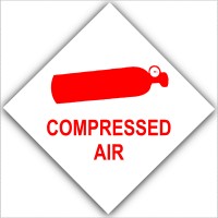 6 x Red on White Compressed Air-External Self Adhesive Sticker-Bottle Logo-Health and Safety Sign 